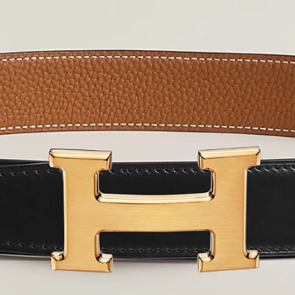 COPY - Authentic Hermes Reversible Belt Black Camel Noir Gold 32 mm Size 65 (ex…